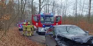 Wjechał BMW prosto w drzewo